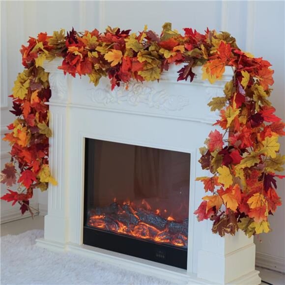 6PCS Fall Maple Leaves Garland, Party Joy 5.6Ft Artificial Maple Leaf Autumn - Picture 2 of 7